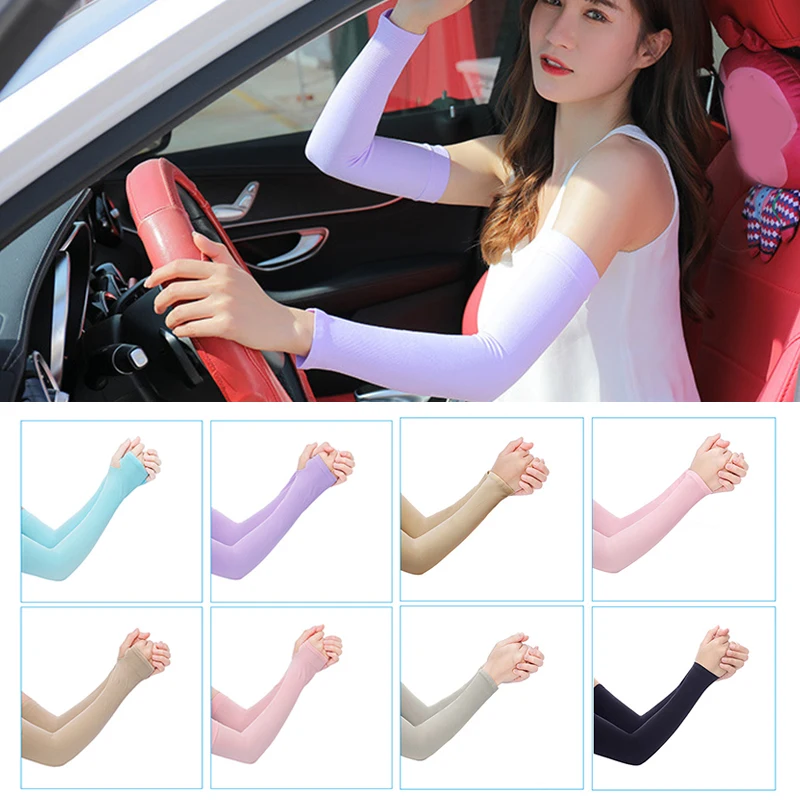 

1 Pairs Summer Ice Sleeves Arm Sleeves Cover for Women Men Sun Protection Cycling Arm Cover Fake Sleeves Long Sunscreen Outdoor