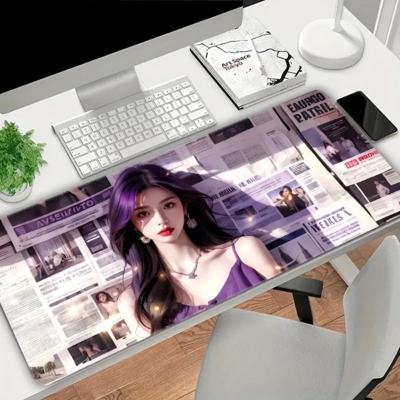 CIFBUY Mouse Pad Cute Purple Hair Girl Anime Anti Slip Gaming Desk Mat Smooth Surface For PC Laptop Office Computer Accessories
