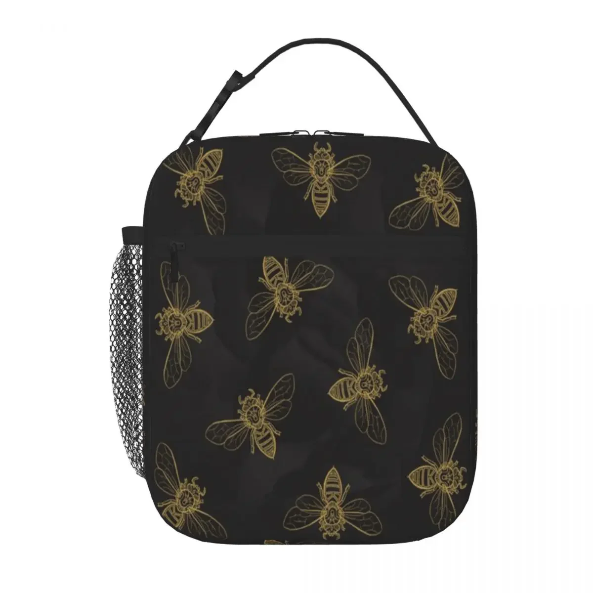 Hot Sale Mandala Bees Workwear Foldable Lunch Bag Outdoor Picnic Insulated Tote
