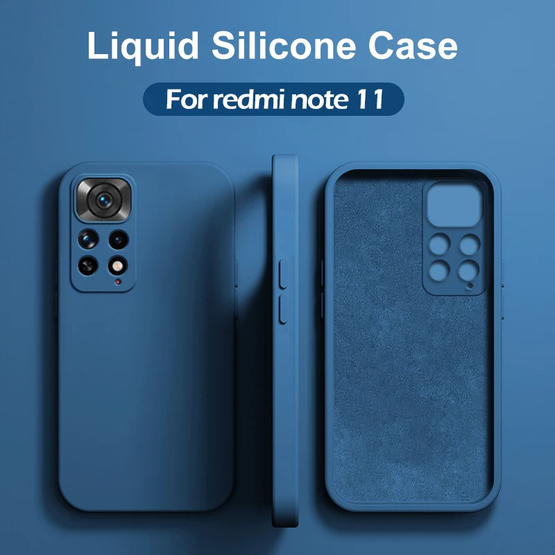 Custodia quadrata in Silicone liquido per Xiaomi Redmi Note 10 12C 11 10S 11S 9 11i 12 10T 11T Poco F3 X3 M4 Pro Lite 5G Nfc Cover