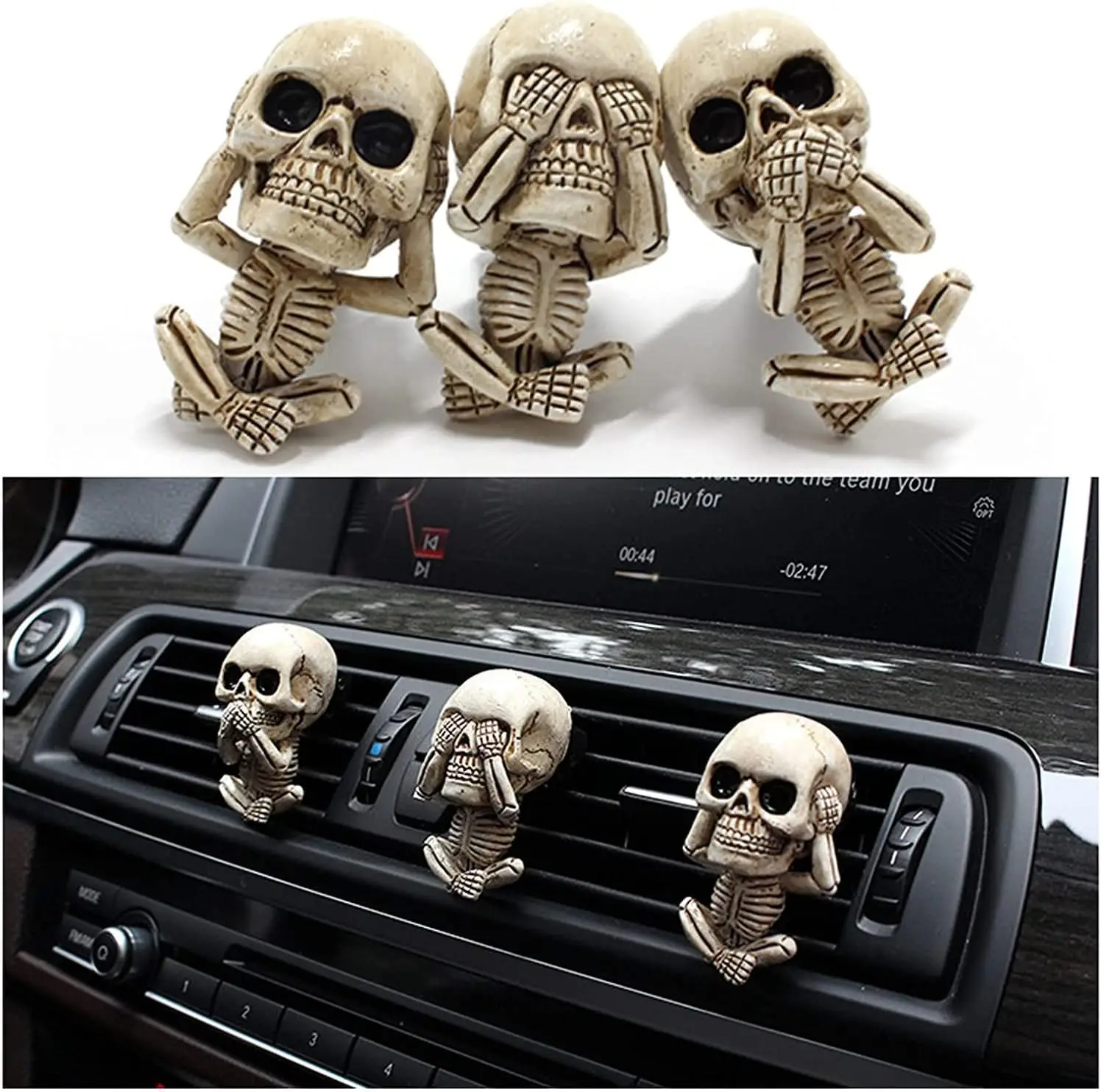 

(Set of 3)Skull Decor Car Air Freshener Vent Clip Goth Truck Interior Accessories for Men Women Teens Stuff
