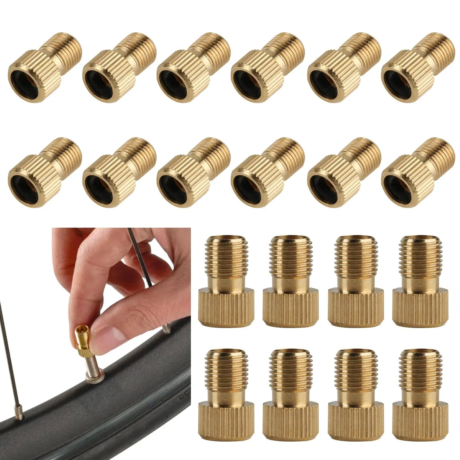 

Набор адаптеров для велосипедного клапана, 20 шт., латунные преобразователи DV/SV в AV с уплотнениями