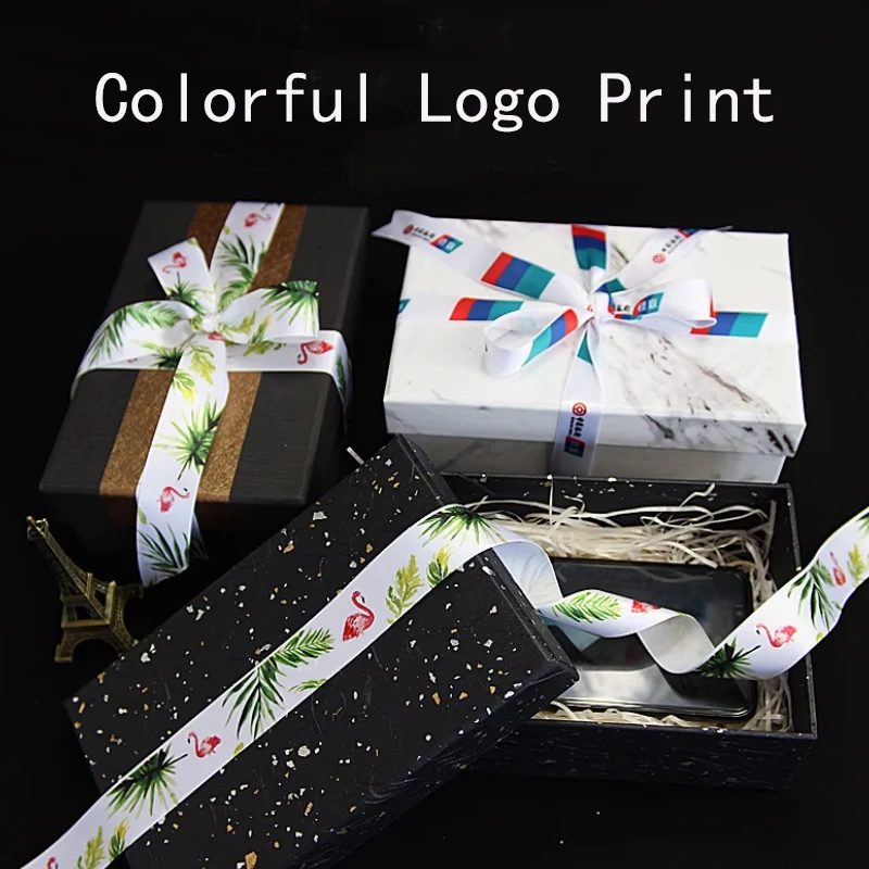 Satin Gift Ribbon Luxury Brand Logo Personalized colorful design Printing Silk RIBBONS