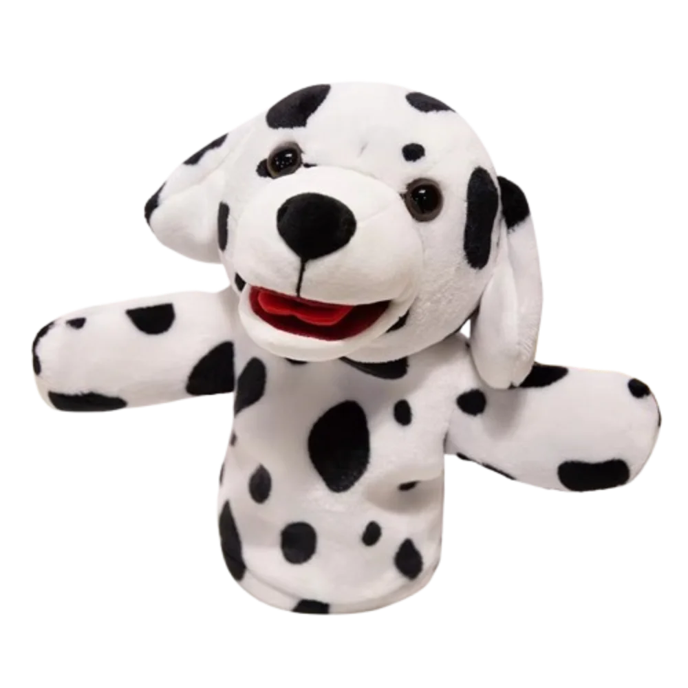 Storytelling Little Yellow Dog Hand Puppet Simulation Soft Hand Finger Story Puppet Early Education 25cm Stuffed Dalmatian