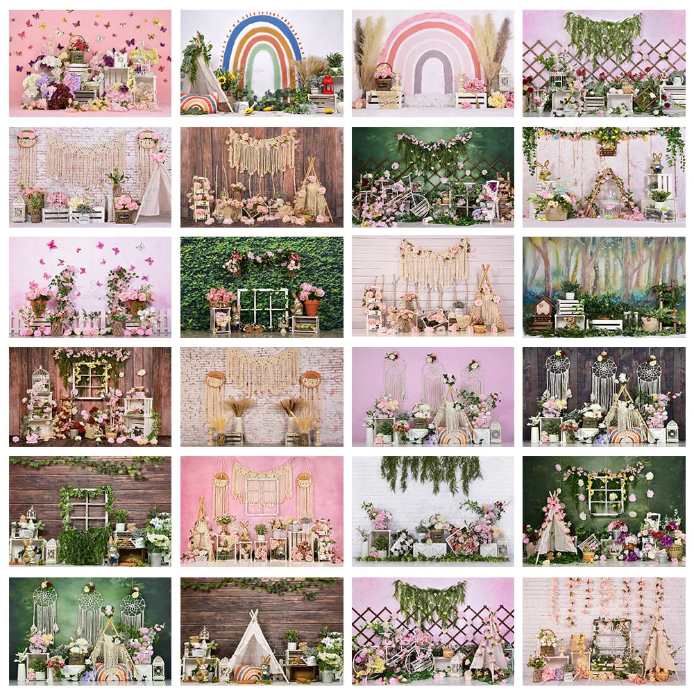 Mocsicka весенний цветочный фон для фотосъемки богемный фон для портретной фотосъемки новорожденных крестин торты разбивной реквизит студийный баннер