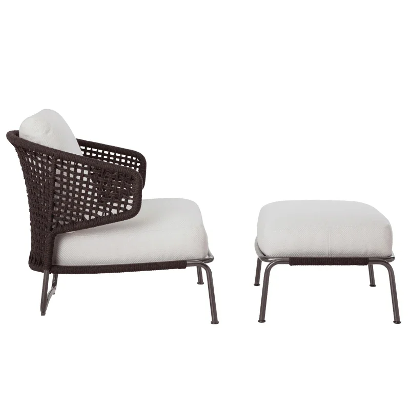 Nordic small sofa, outdoor rattan weaving, open-air single lazy coffee table, table and chair three-piece combination