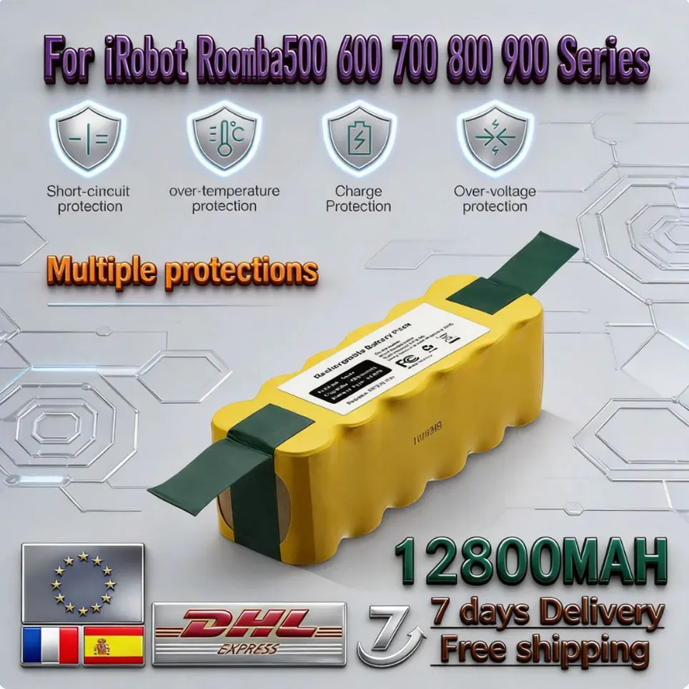 Batteria Ni-Mh da 14.4V 5000mAh per iRobot Roomba serie 500 600 700 800 900, modelli 890 880 870 860 675 760, batteria per aspirapolvere