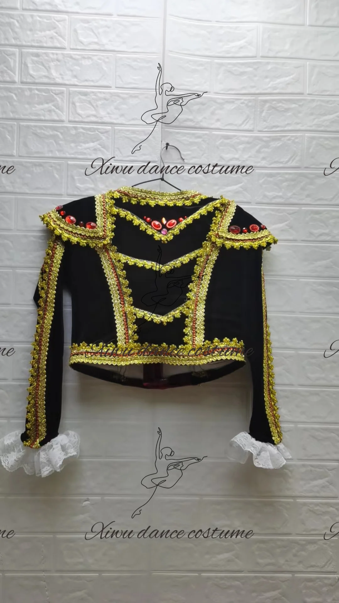 2023 New Custom men's ballet Jacket with gold trim Men's performance Dance Jacket Exquisite universal menswear