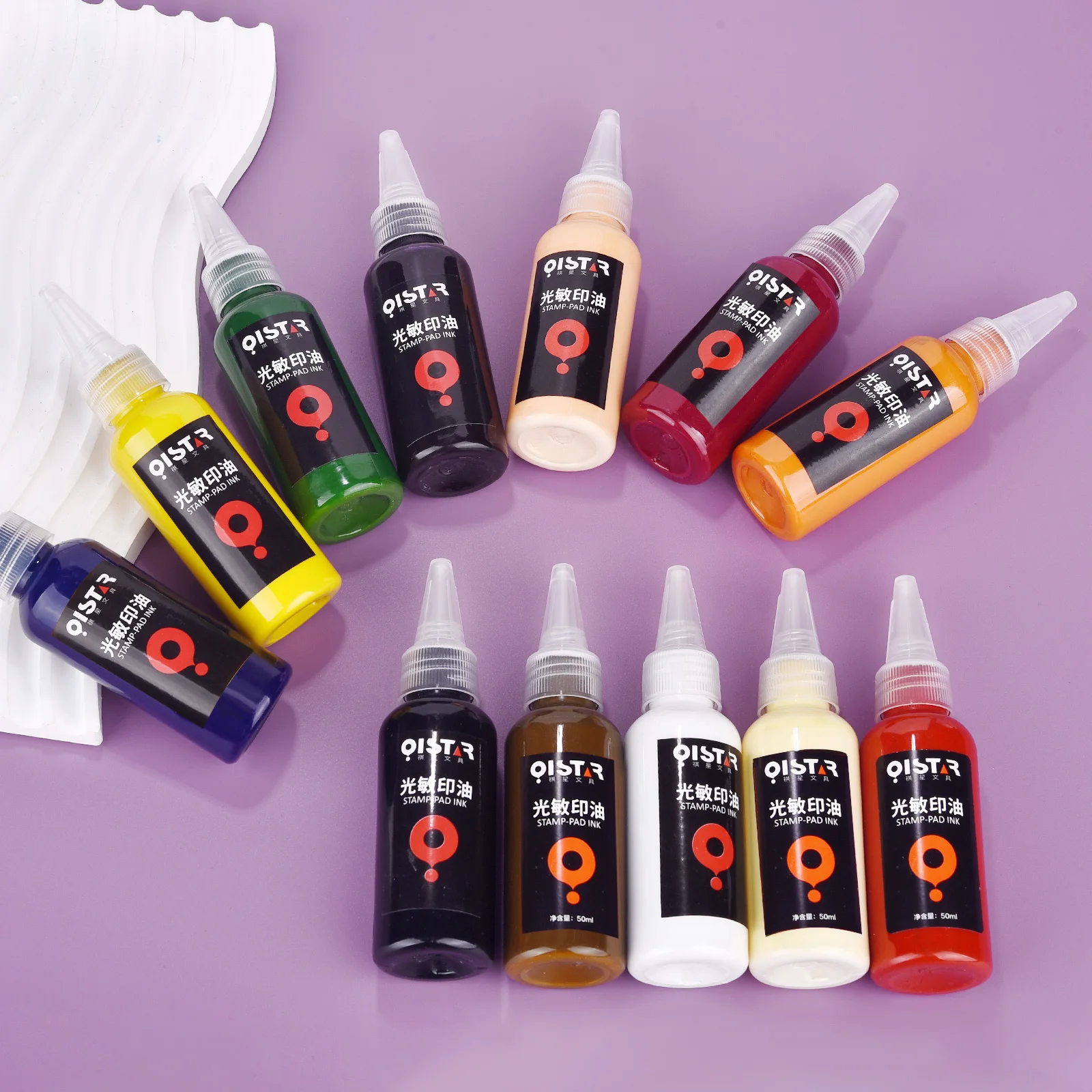 50ml Refill Ink 12 Colors Rubber Stamp Photosensitive Inking Seal Stamping Refill Ink For Office School Make Seal Supplies