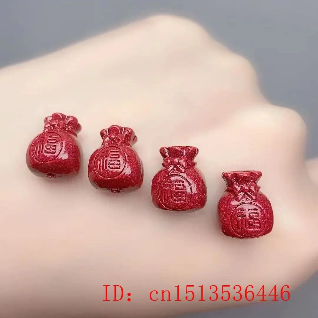 5pc Red Cinnabar Chinese Blessing Bag Pendant DIY Bracelet Phone Chain Key Earrings Jewellery Fashion Accessories Woman Amulet