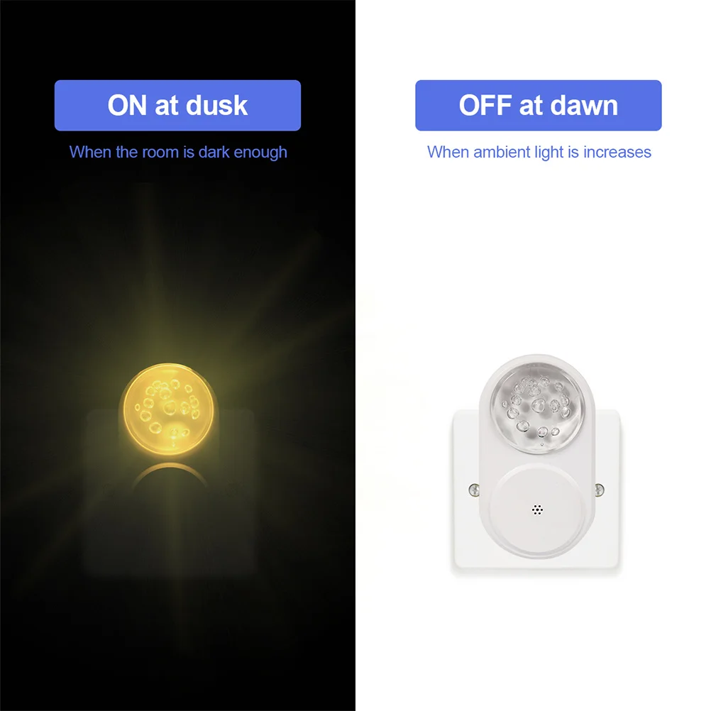 

2pcs Plug-In Led Night Automatic Dusk To Dawn Sensor Wall Socket For Bedroom Bathroom Hallway Baby Room Home Warm Light Security