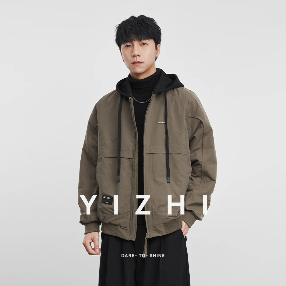 

Fashion Men's Fake Two-piece Hooded Baseball Cotton Jacket 2025 Autumn and Winter New Loose Cotton Jacket Men's Coat