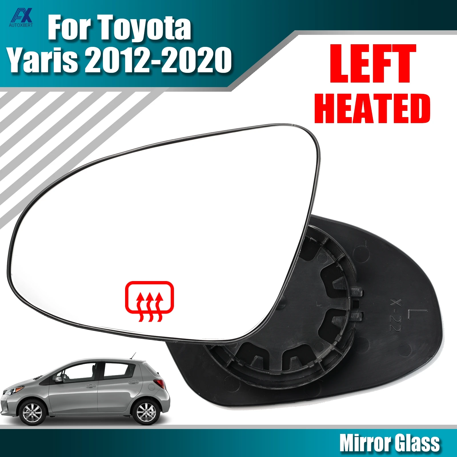 Para Toyota Yaris 12-20 Vitz 12-19 espejo retrovisor calefactable izquierdo/derecho lentes de espejo Exterior con Clip de vidrio convexo