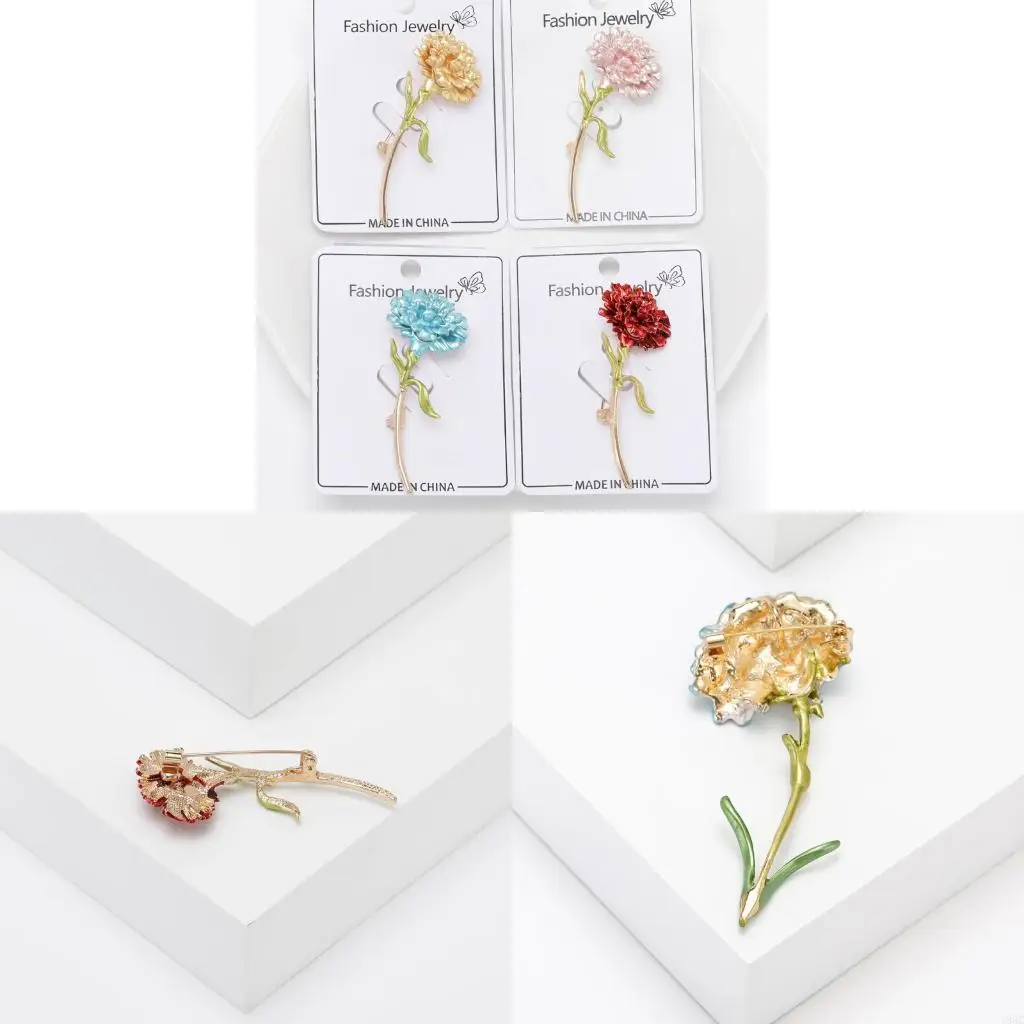 195C Lovely Carnation Design Brooch Alloy Fashion Women's Accessory Safe Lapel Pin