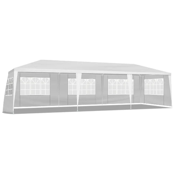 10'x30' Outdoor Party Tent with 8 Removable Sidewalls, Waterproof Canopy Patio Wedding Gazebo, White (Self-Pickup ONLY)