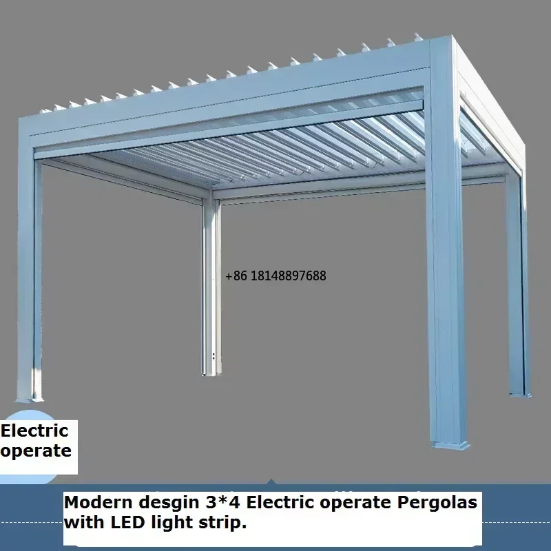 Electric Open Shutter Roof Waterproof Gazebo Pergola Outdoor Pergola Bioclimate