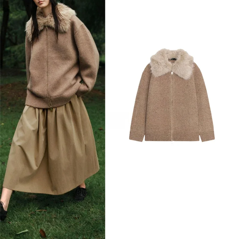 가을 신상 여성 롱 코트 인조 모피 효과 재킷 캐주얼 루즈핏 허리 조임 양털 벨벳 안감 폴리에스터 섬유