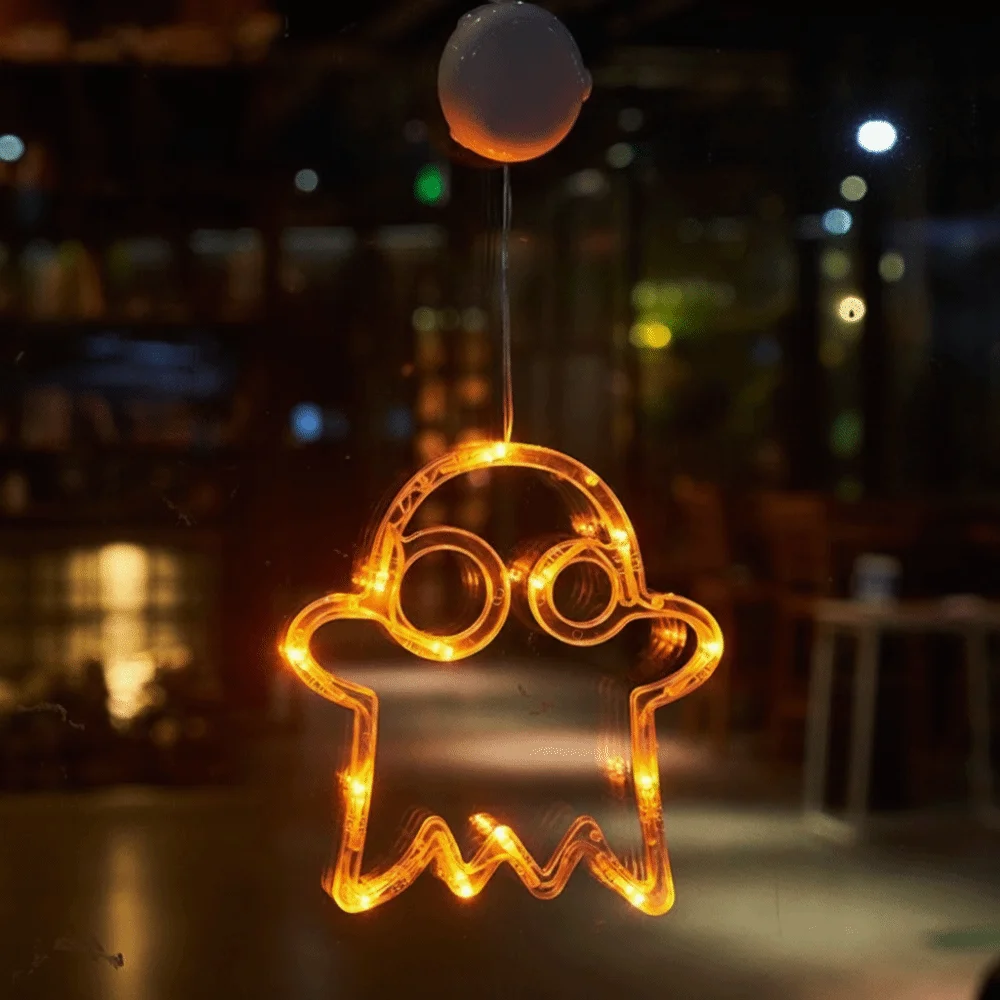 LED Powered Halloween Suction Cup Light Suction Cup Mount Glowing Effect Pendant Hanging Lights Orange Color Hanging Design