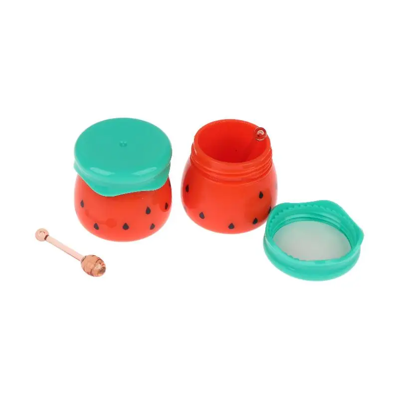 1 Stück Niedlicher Wassermelonen-Lippenbalsam-Behälter, Leeres Lippenmasken-Gefäß mit Mini-Honigstab, Lippenstift-Verpackung, Mini-Kosmetikspender – Detail 9