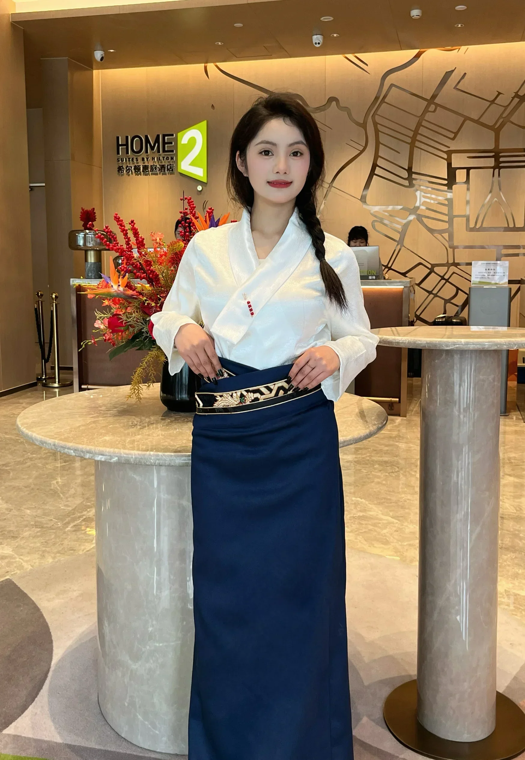 New Tibetan women's clothing with ethnic style pot house dance single piece skirt