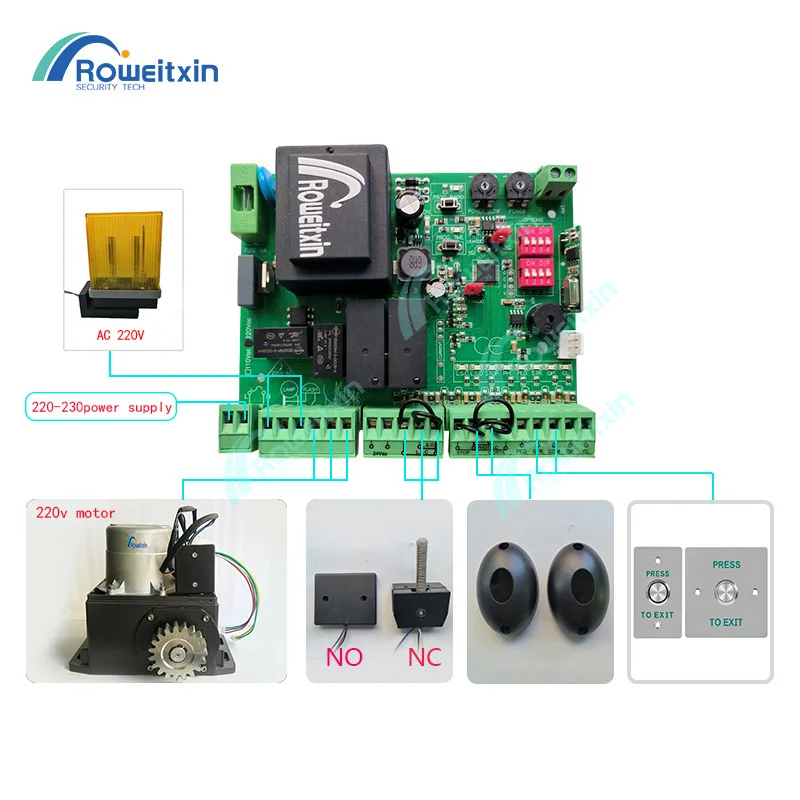 Gate motor controller circuit board  universal electronic card for sliding gate opener 220v AC model 433.92Mhz