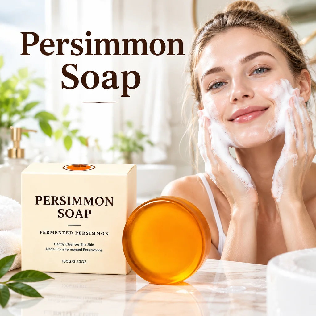 Persimmon Soap, Moisturizing Fruit Extract Soap, Gentle Skin Care  Rich Lather Bath Soap, Daily Shower Cleanser for Men Women