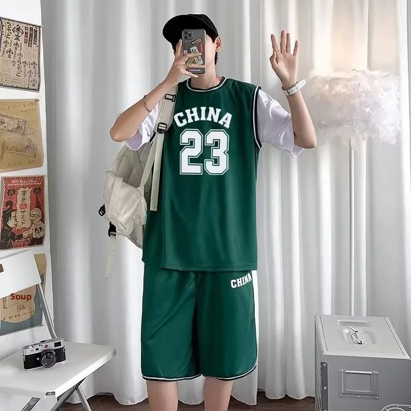 

Свободная футболка из ледяного шелка для бега, мужская летняя футболка, быстросохнущая, для тренировок в спортзале, комплект для баскетбола, повседневная спортивная одежда