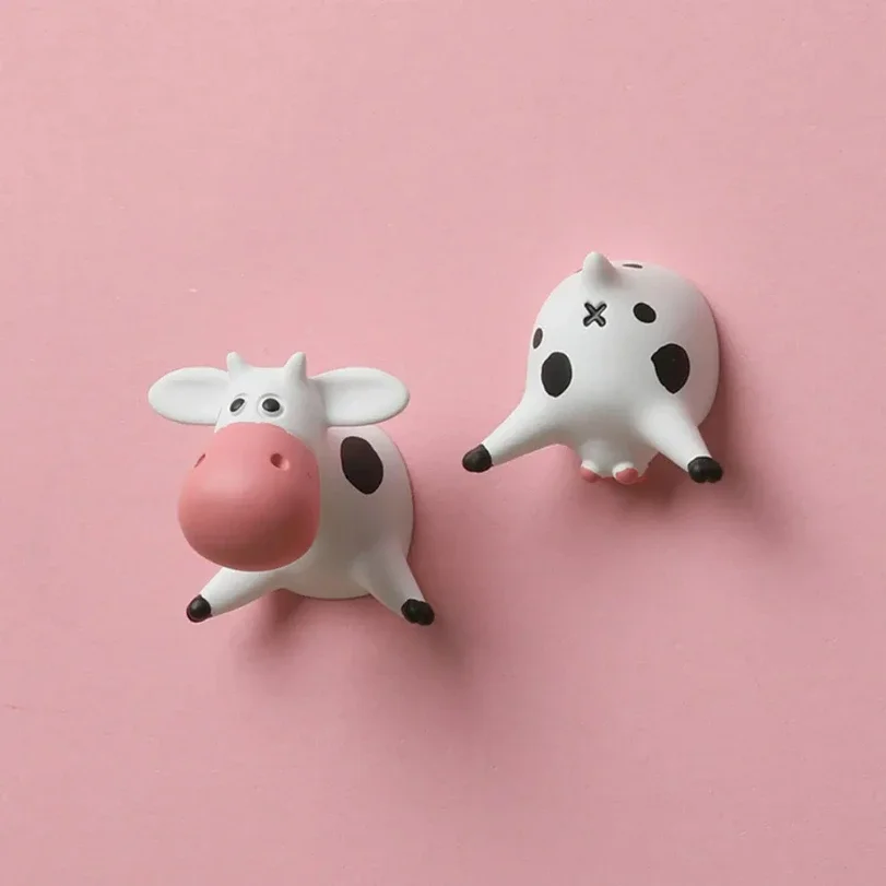 Cow Refrigerator Stickers Lying On Their Stomachs Cartoon Cute 3D Three-Dimensional Resin Magnets Creative Art Design Kitchen