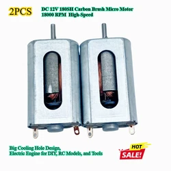 2pcs 12V 180SH Micro Motor DC, 18000RPM High Speed Carbon Brush Electric Motor with Big Cooling Hole for DIY