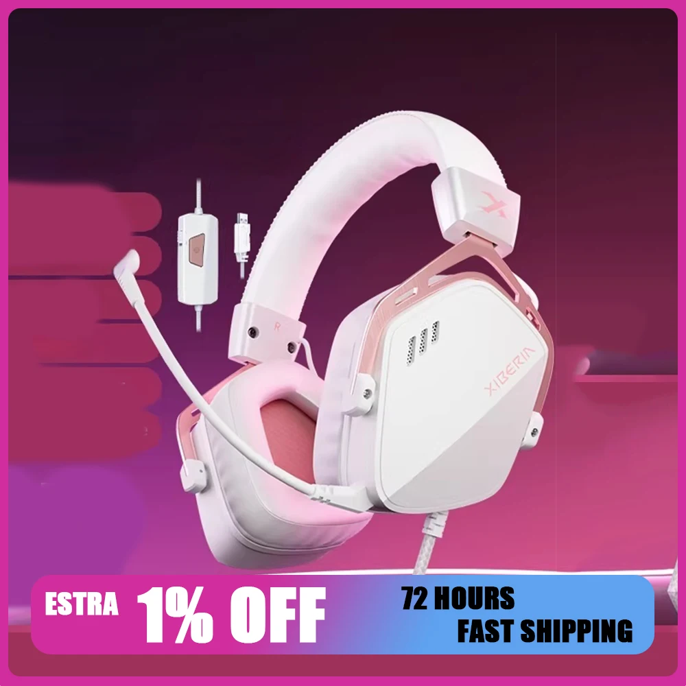 

XIBERIA K03 Headphones Hi-Res Gold Standard Authentication CM6646X1 Chip Gaming Earphone 7.1 Surround Sound PC Gamer