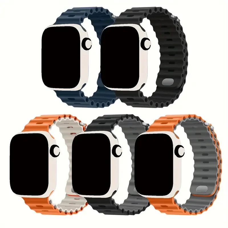 

Sport Ocean strap For Apple Watch 10-Ultra 2 Band 49mm 42-46mm-45mm 41mm Silicone Bracelet iWatch 9 8 7 6 5 4 SE 44mm 40mm band
