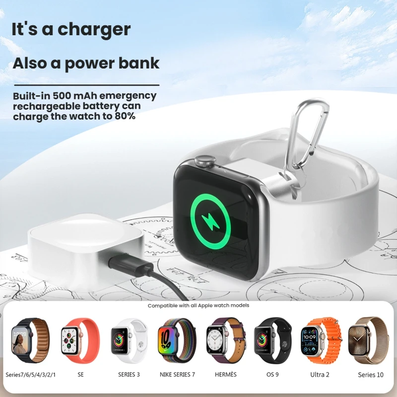 

Rapid Charge 2.5W Watch Wireless Charger Suitable for Apple Watch Portable Convenient Magnetic Powered Charger watch power bank