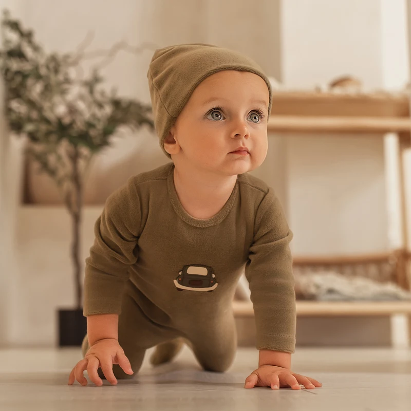 

Али укладка AW25 Коллекция аппликаций Велюровый детский комплект Одинаковая шапка Детские комбинезоны