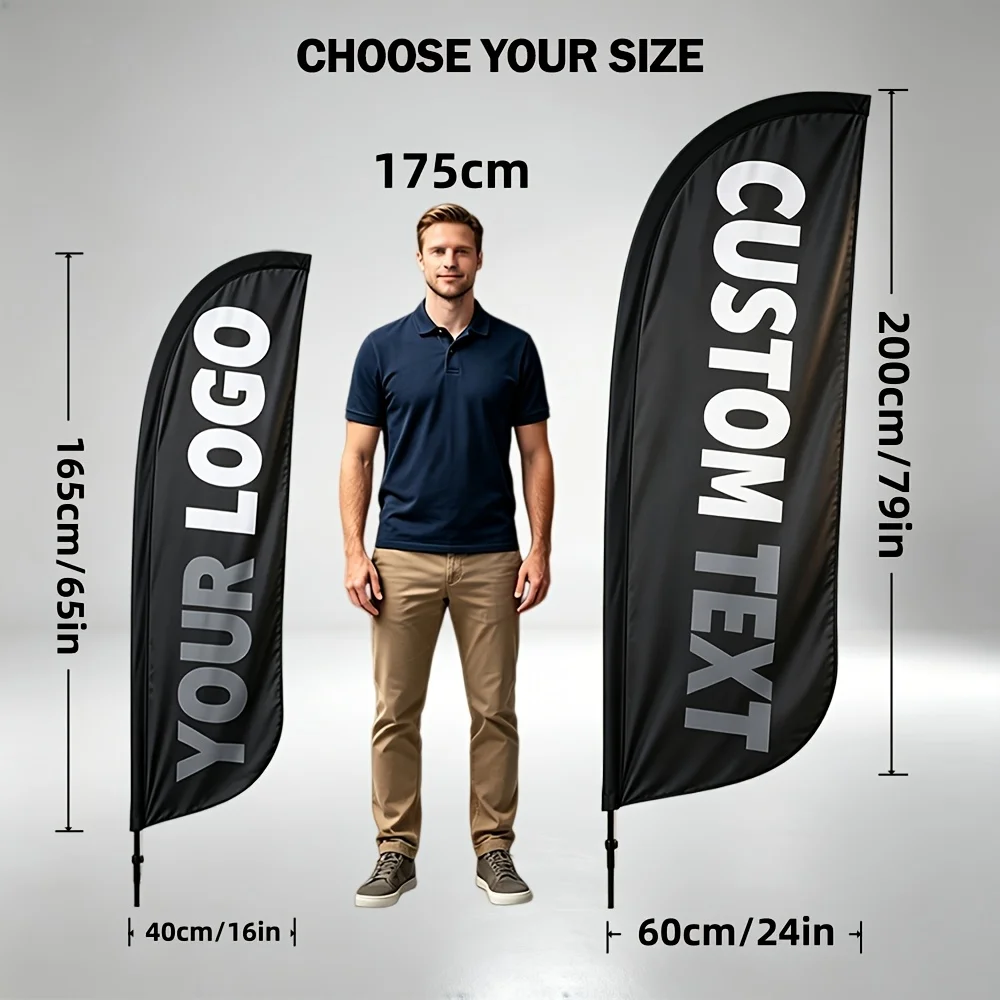 1pc Custom Advertising Knife Feather Flags, Double-sided Printing, Reusable, Custom with Logos/Text/Images Etc. No Flagpole