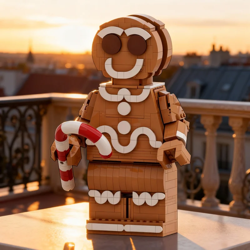 

835 деталей MOC: Модель минифигурки Пряничного Человечка, строительные блоки, архитектурный конструктор, креативная идея, рождественский подарок, развивающая игрушка, строительные кирпичики