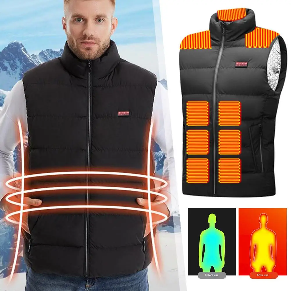 9 Heating Zones Electric Heated Jackets With Pockets Rechargeable Winter Warm Heat Vest Smart Heated For Men Women For Camp R7T9