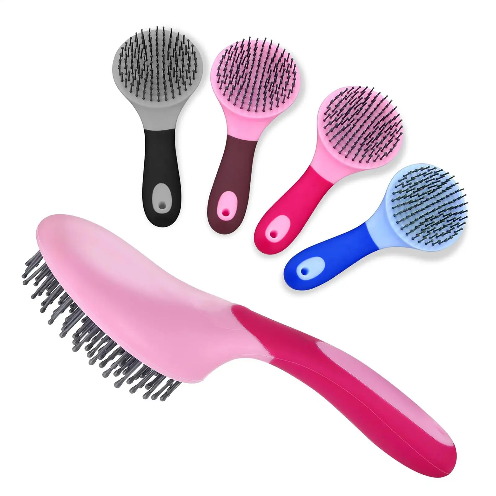 

Horse Brushes for Grooming Professional Humanized Handle Horsetail Comb Pet Massage Brush Non-slip Grip Horse Hair Brush