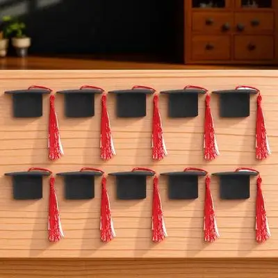 10Pcs Graduation Caps Decor Cake Topper Mini Ornament for Desktop Party Photography Landscape Decoration Lightweight Design