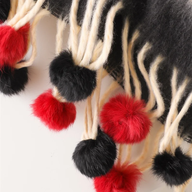 جديد الشتاء وشاح للنساء الملونة مخطط شعري الباشمينا الأوشحة يلتف الإناث سميكة لينة Bufanda شرابات كبيرة شال طويل #6