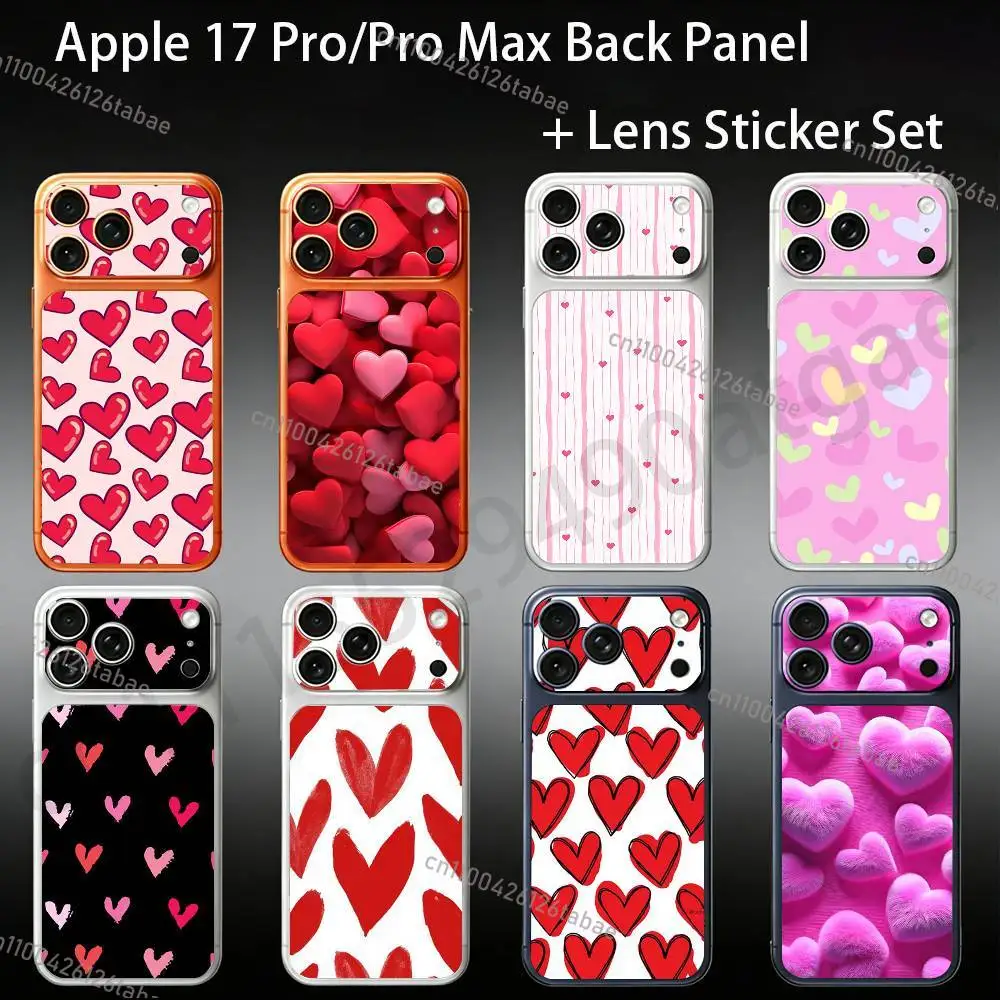 

NEW Cute Love Heart For iPhone 17Pro/ProMax Battry Back Cover with Camera Decal Skin Rear Protective Sticker Film