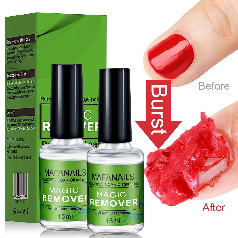 15Ml Magische Gel Nagellakremover + Nagelriemduwer, Fas Magische Verwijderaar Burst Doordrenkt Uv-Gel Semi-Permanente Vernis Verwijderingsgereedschappen