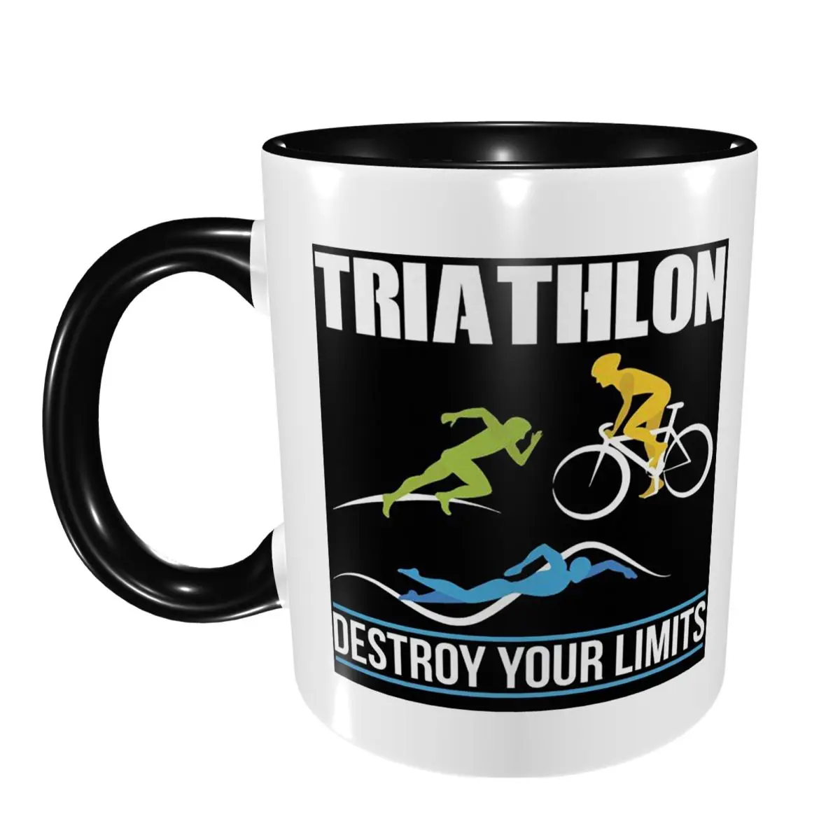 

Triathlon Swimming Cycling Running Mug Funny Ceramic Coffee Cups Tea Mugs Milk Cup Drinkware Gift for Friends