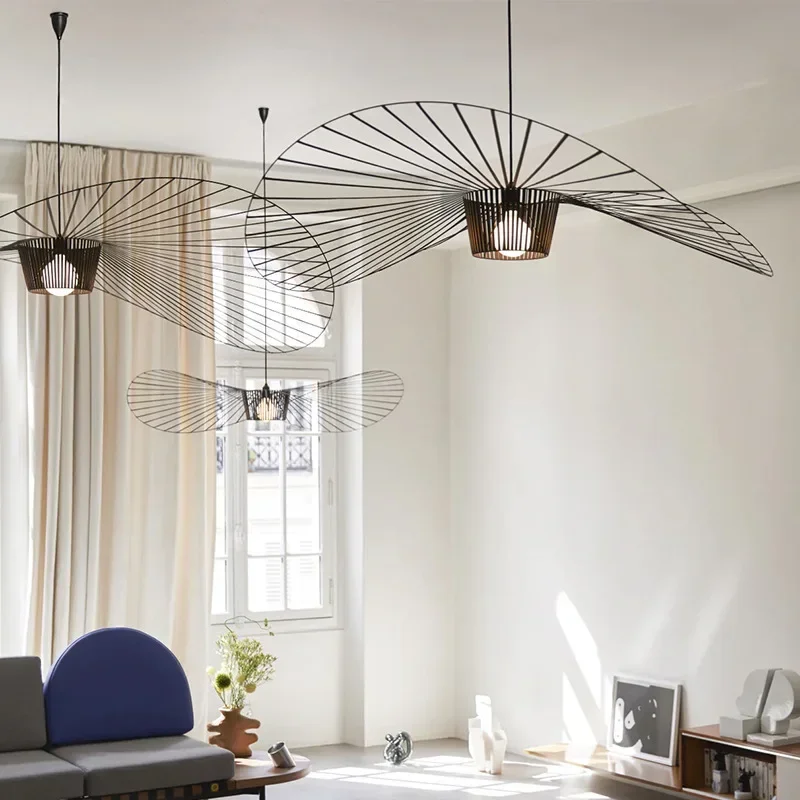 French Designer Hat-like Pendant Light Ceiling Chandelier Suspension Lamp Hanging Fixture for Living Dining Room Bedroom