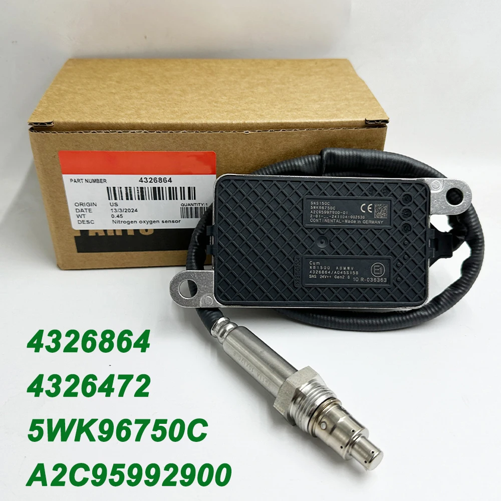 With 4326864 C-ummins box for NGK Probe A2C95992900 4326472 5WK96750C, Made In USA Nitrogen Oxide Nox Sensor For Cummins 24V