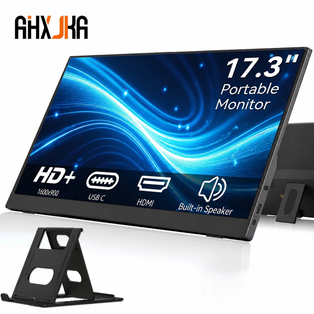 AHXJKA 17.3 Inch Screen Portable Monitor 72%sRGB 250cd/m2 Gaming Computer Expand Display For XBox PS4/ 5 Switch Loptop