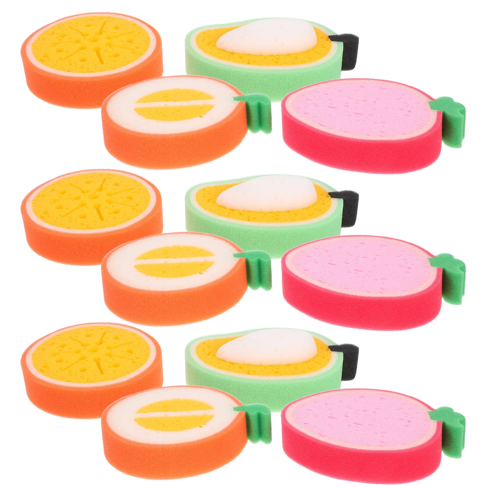 

12pcs Fruit Shaped Cleaning Sponge Kitchen Sponges For Dishes Scrubbing Sponges Reusable Dish Washing Scrubber Household