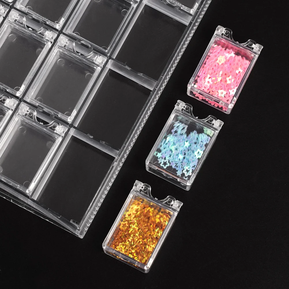 1 pçs caixa de armazenamento de glitter do prego com 20 slots caso transparente organizador para contas da arte do prego lantejoulas diamante jóias manicure