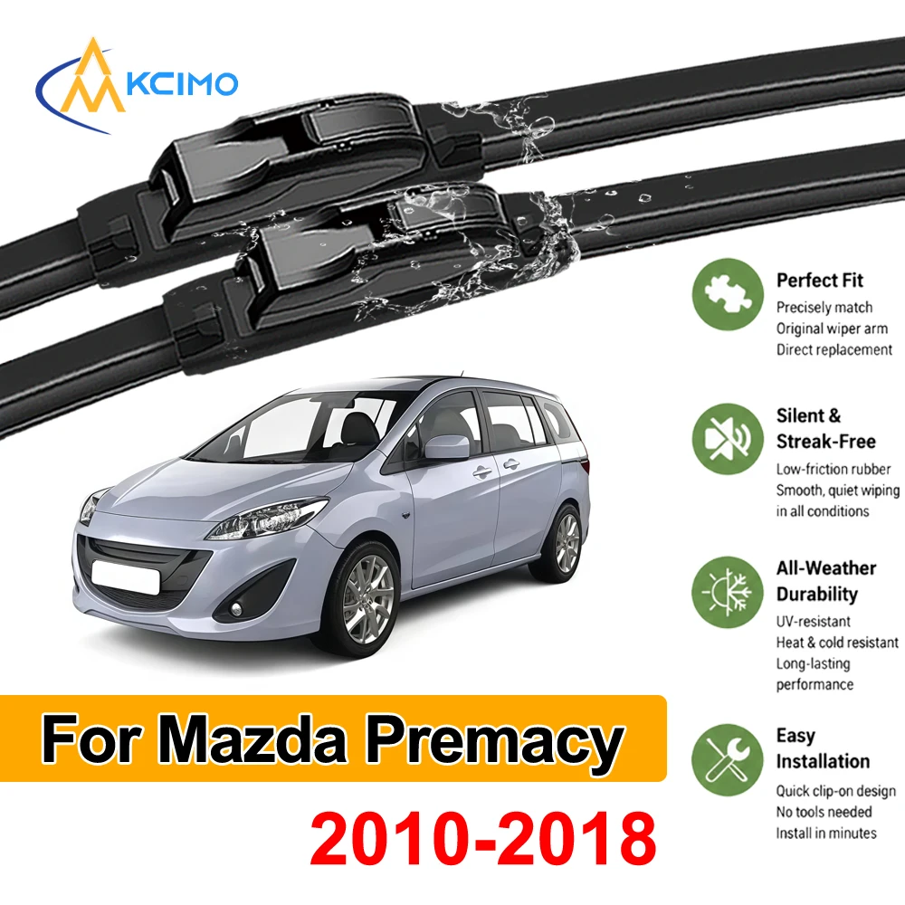 

Rubber Wipers Auto Car Accessories Replacement For Mazda Premacy CW 2010-2018 Front Windshield Wiper Blades Set Easy to Install