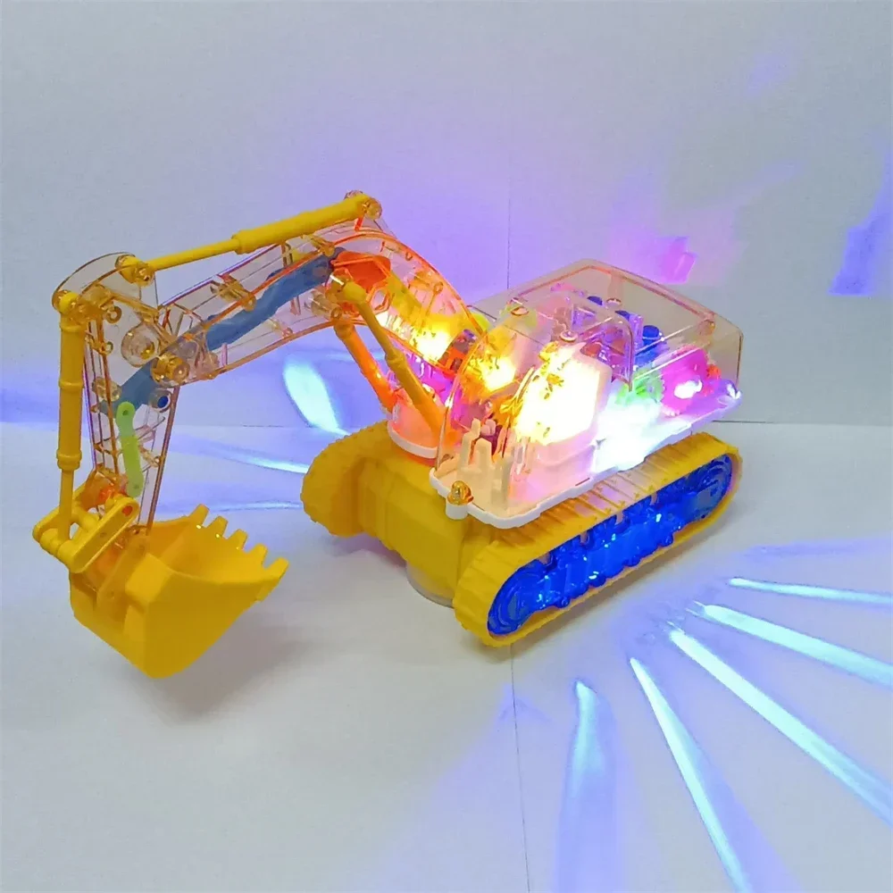 Music Light Excavator Toy, Excavator Truck Kids Toys, Electric Universal Wheel Children Car Toys,Vehicles Excavator Toy