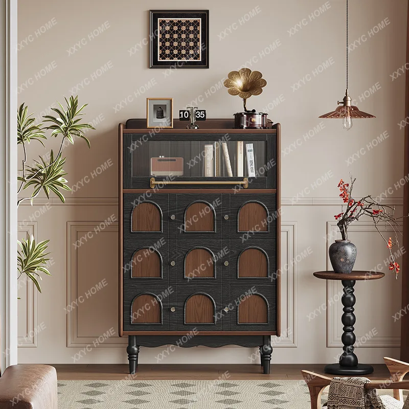 

Антикварный шкаф для хранения из массива дерева, тумба с ящиками для гостиной или столовой